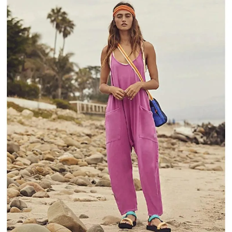 Wide-Leg Jumpsuit With Pockets Zipper