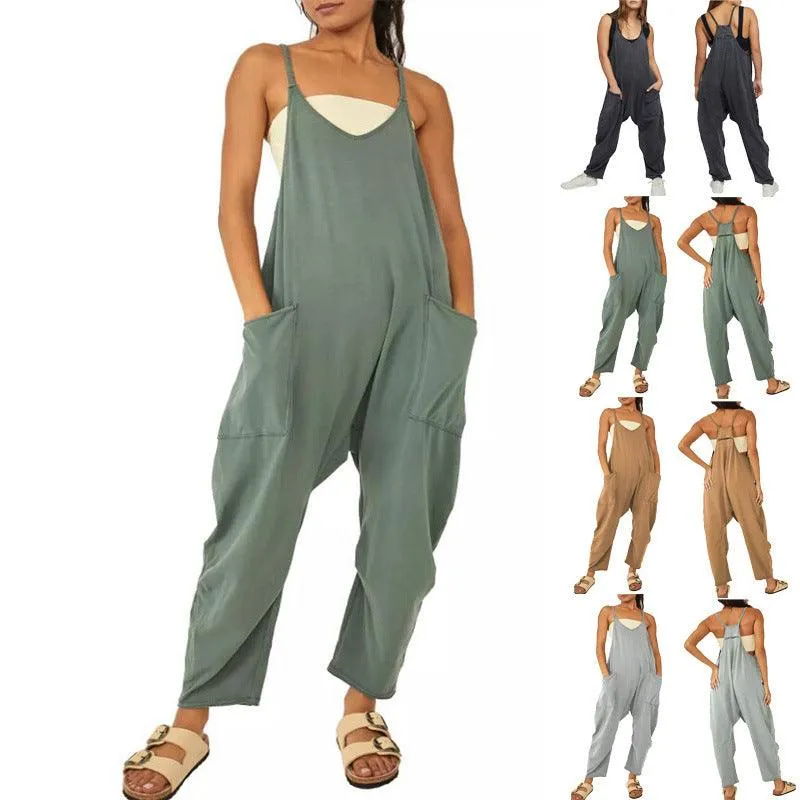 Wide-Leg Jumpsuit With Pockets Zipper