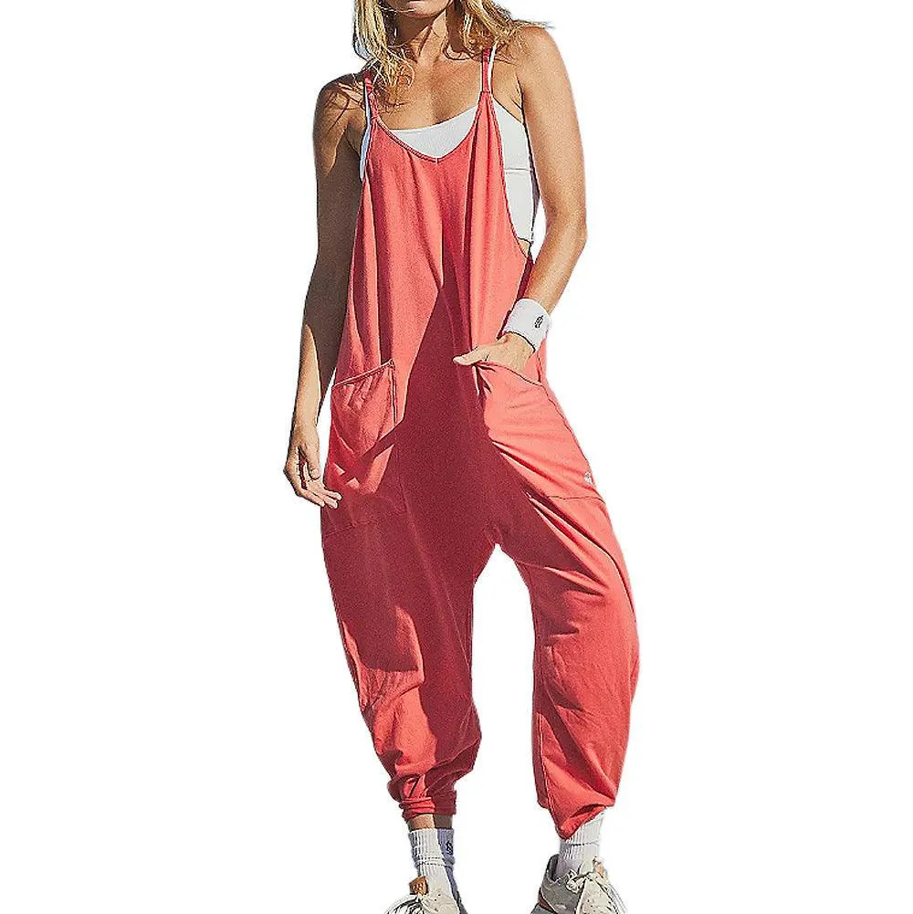 Wide-Leg Jumpsuit With Pockets Zipper
