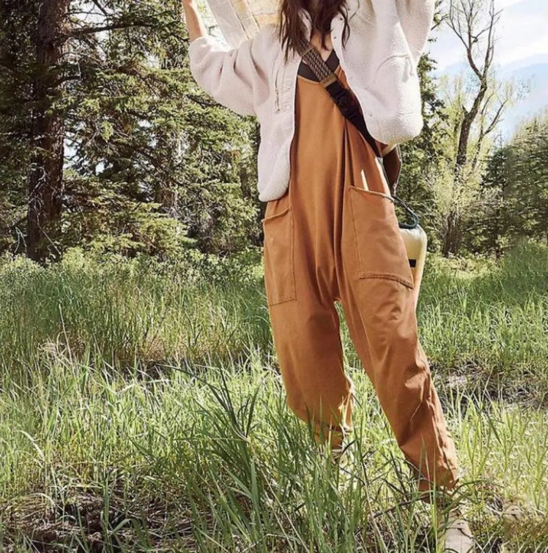 Wide-Leg Jumpsuit With Pockets Zipper