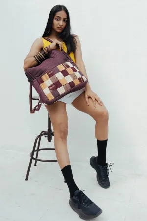 Wine Silk Godhadi Patchwork Bag