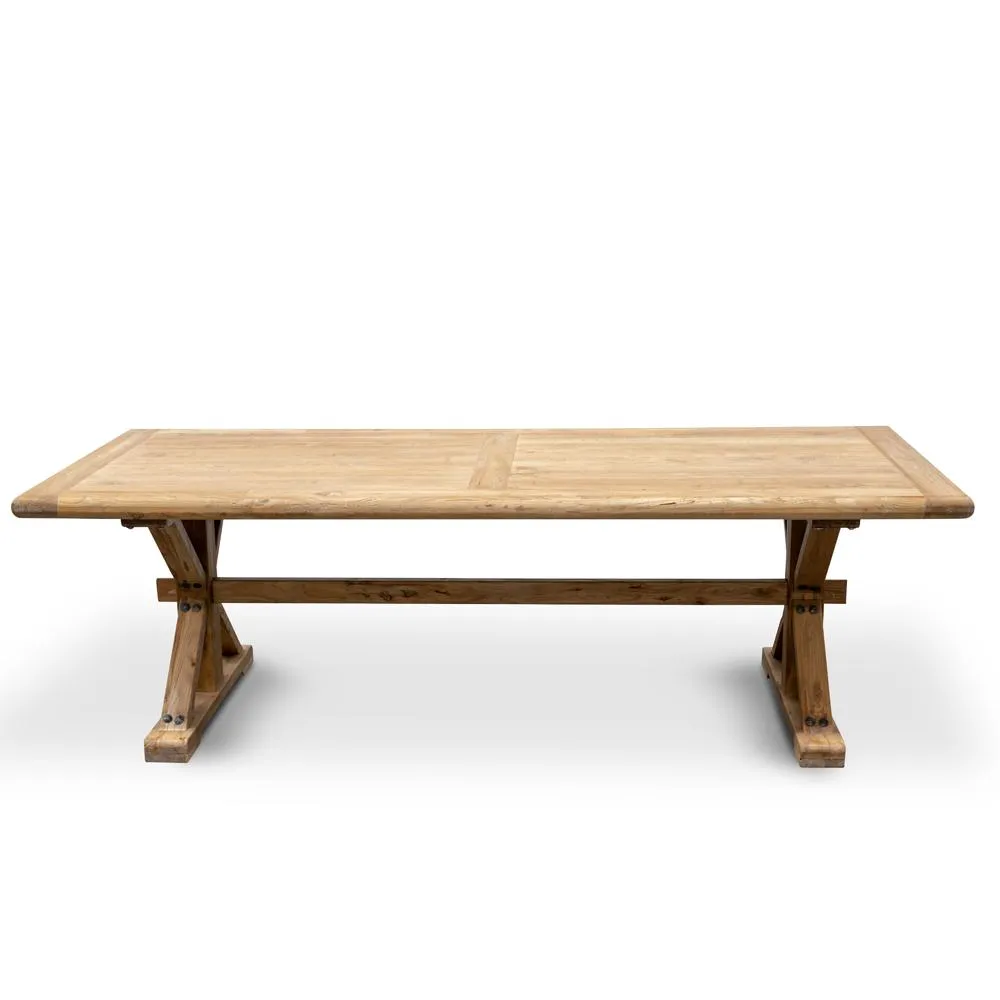 Winston Reclaimed 2.4m Elm Wood Dining Table - Rustic Natural
