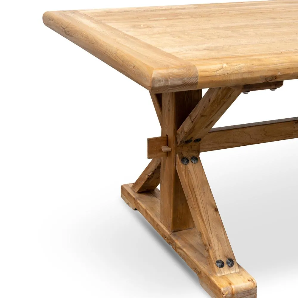 Winston Reclaimed 2.4m Elm Wood Dining Table - Rustic Natural