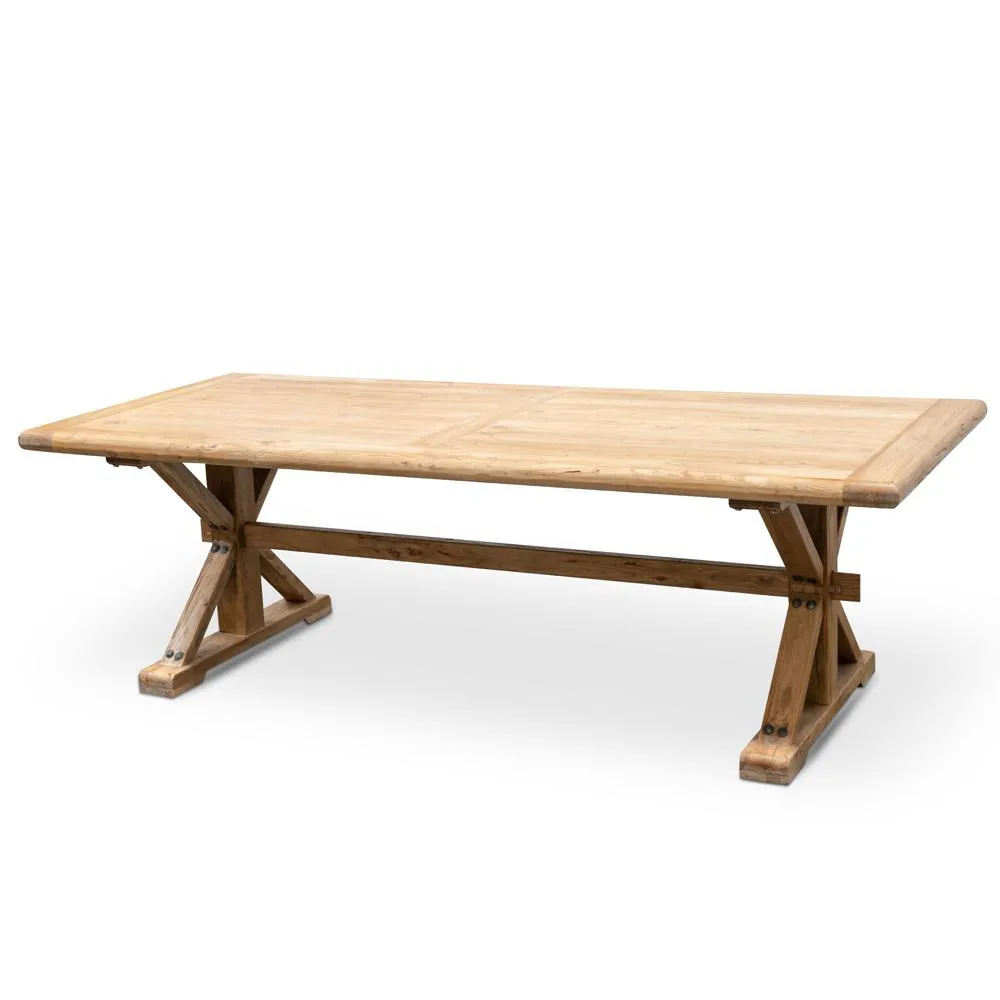 Winston Reclaimed 2.4m Elm Wood Dining Table - Rustic Natural