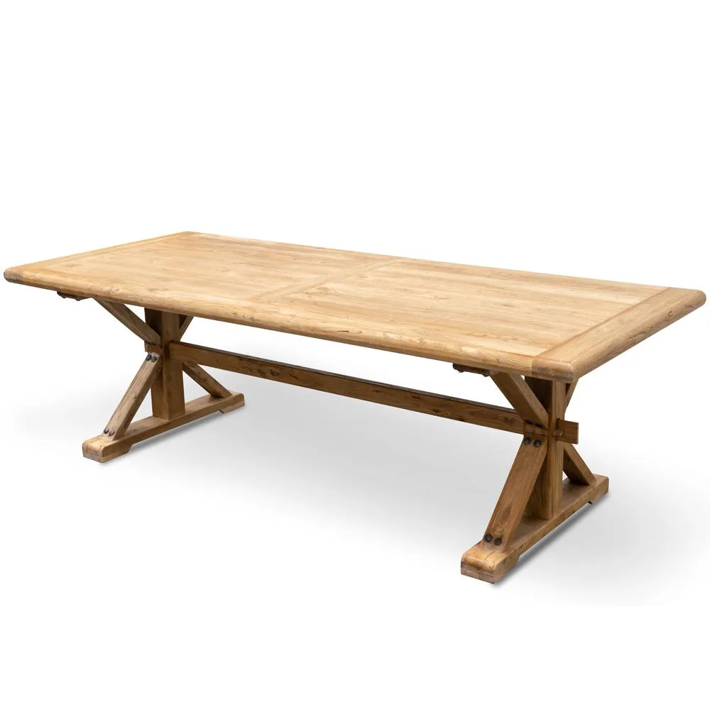Winston Reclaimed 2.4m Elm Wood Dining Table - Rustic Natural