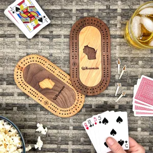 Wisconsin Mini Travel Cribbage Board Set