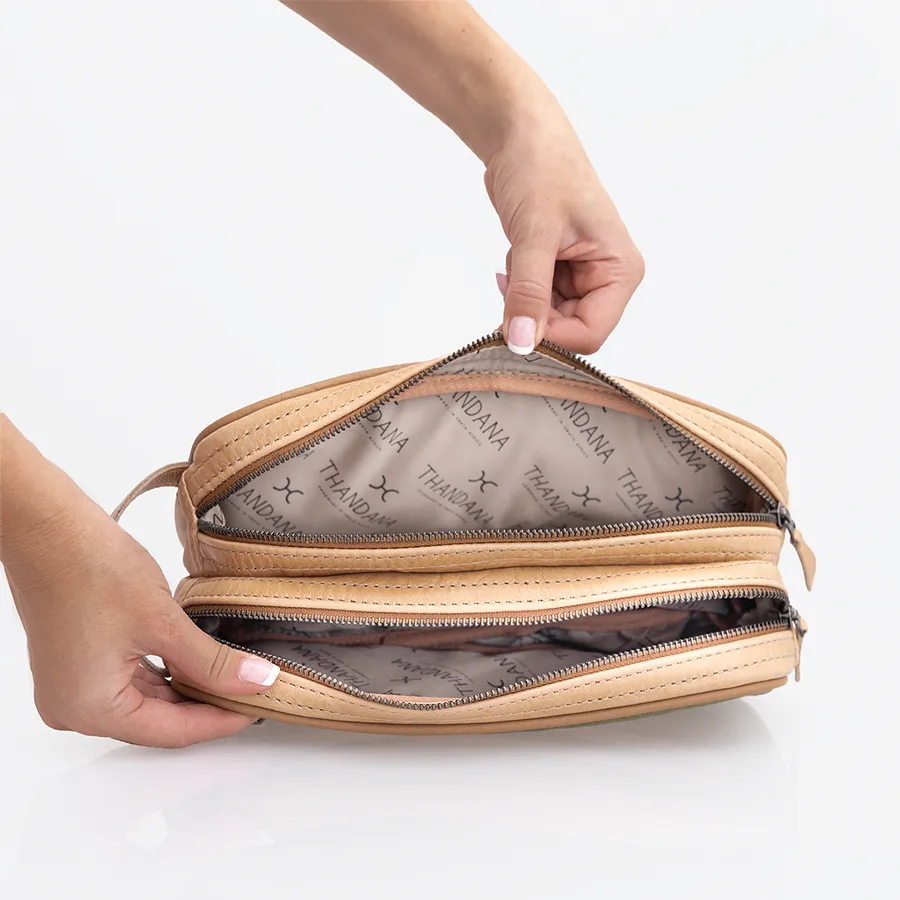Women's Double Zip Vanity Wax Canvas & Leather