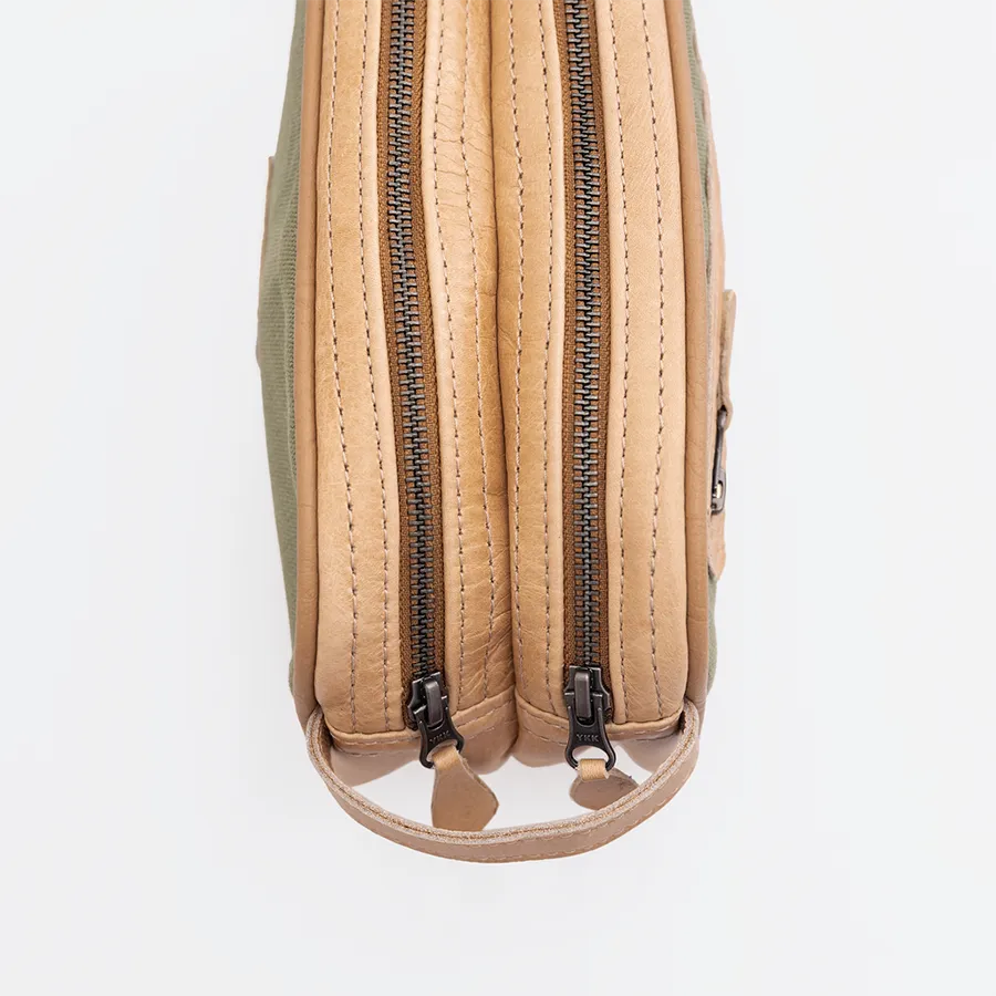 Women's Double Zip Vanity Wax Canvas & Leather