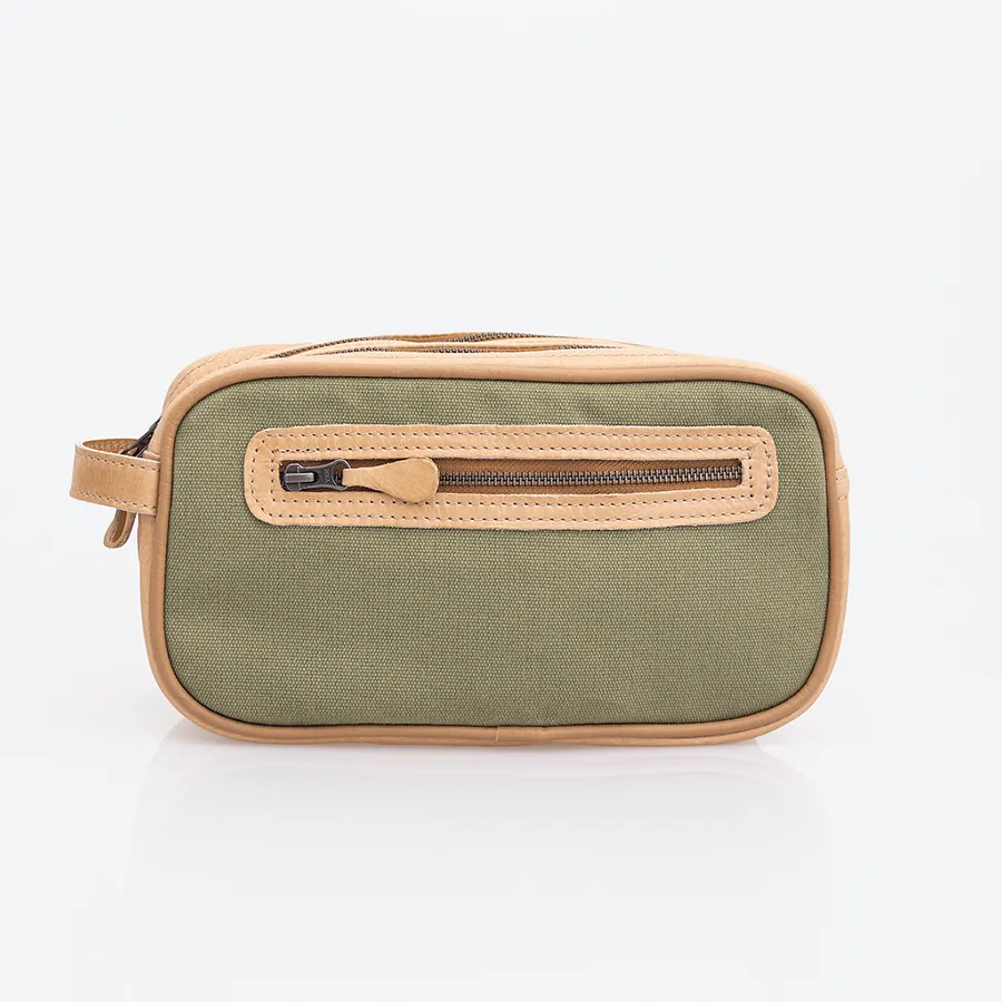 Women's Double Zip Vanity Wax Canvas & Leather
