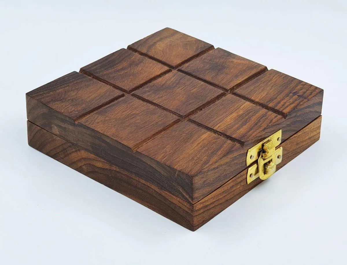 Wooden Tic Tac Toe & Solitaire Board Game | Travel Board Game
