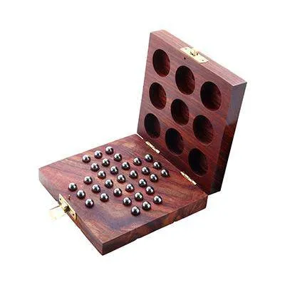 Wooden Tic Tac Toe & Solitaire Board Game | Travel Board Game
