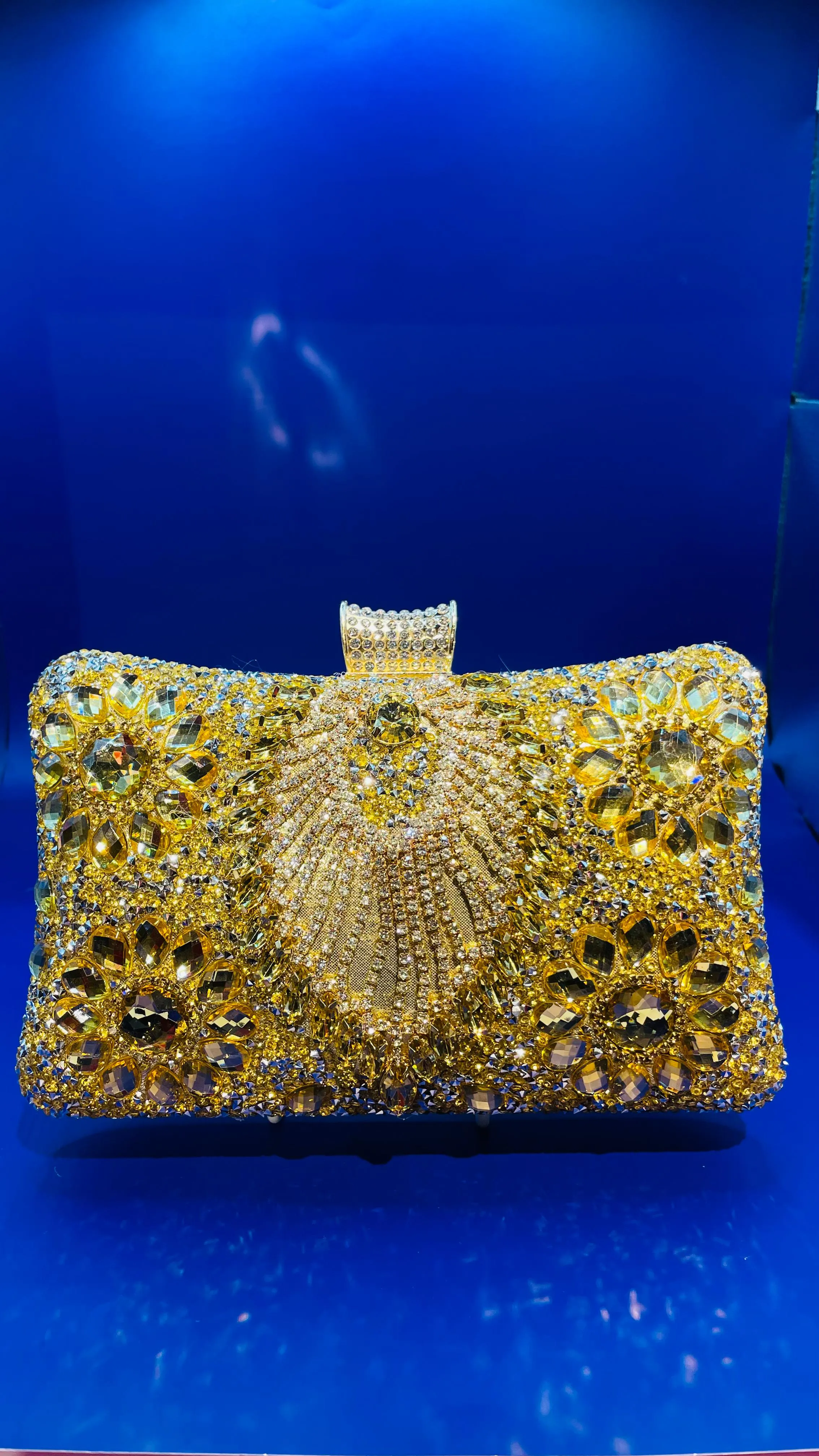 Zarina Gold Rhinestone and Sequins Statement Clutch