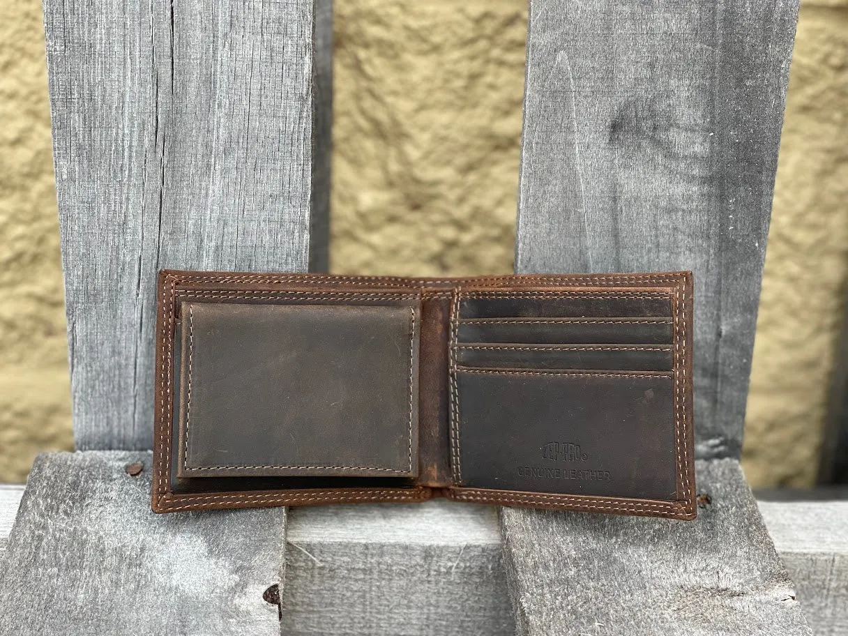 Zep-Pro IWT1CRZH-UFL University of Florida Brown “Crazy Horse” Leather Bi-fold Wallet